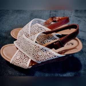 Women's Self Esteem Wedge Sandals size 11 M lace criss cross
